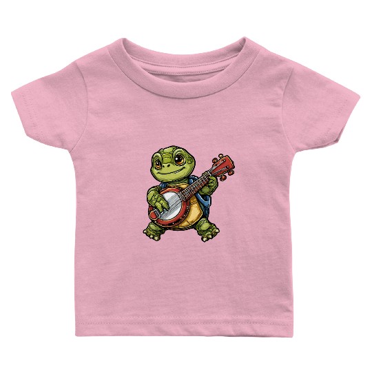 Turtle with a Guitar Baby T Shirts
