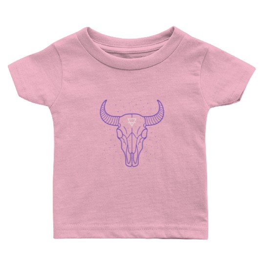 Earth Symbol Bull Skull | Mystic Minimal Art Baby T Shirts