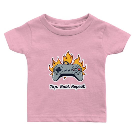 Tap. Raid. Repeat. – Retro Gamer Controller On Fir Baby T Shirts