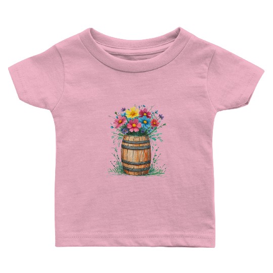 "Rustic Blossom Barrel" Baby T Shirts