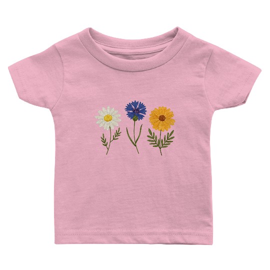 Wildflower Trio Daisy Cornflower Marigold Baby T Shirts