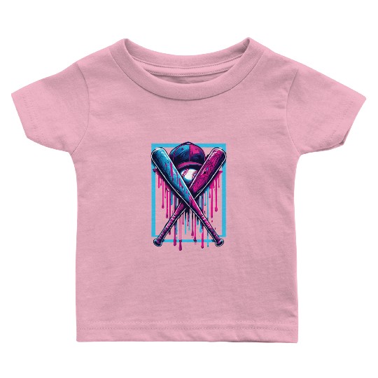 Baseball Home Plate Drip Boys Baseball Bat Baby T Shirts