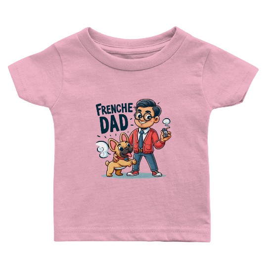 Frenchie Dad Cartoon Design Baby T Shirts