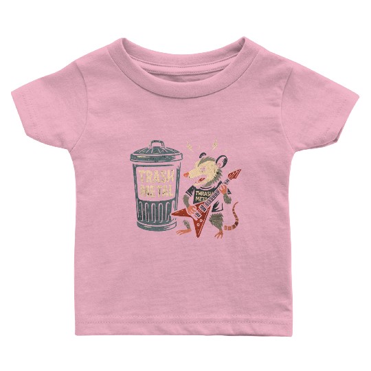 Funny Opossum Thrash Metal Guitar Vintage Pun Baby T Shirts