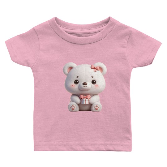 Sweet Teddy Bear and Gift Box Baby T Shirts