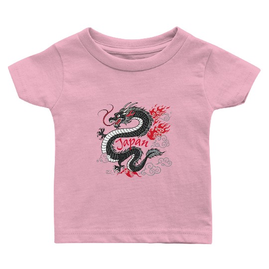 Majestic Japanese Dragon Tattoo Style Art design Baby T Shirts