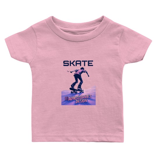 Vibrant Neon "SKATE" Skateboarding Poster T‑Baby T Shirts