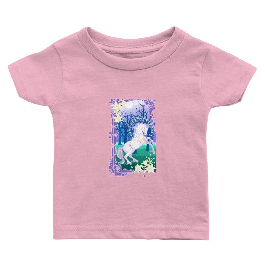Unicorn fantasy lilac moon Baby T Shirts