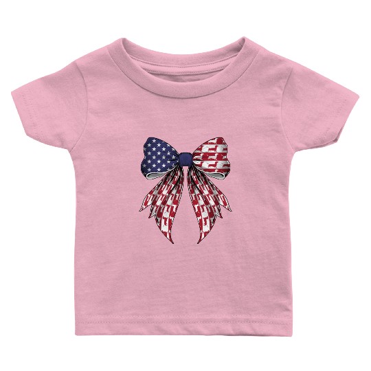 Coquette Bow Dachshund Dog US Flag Patriotic Baby T Shirts