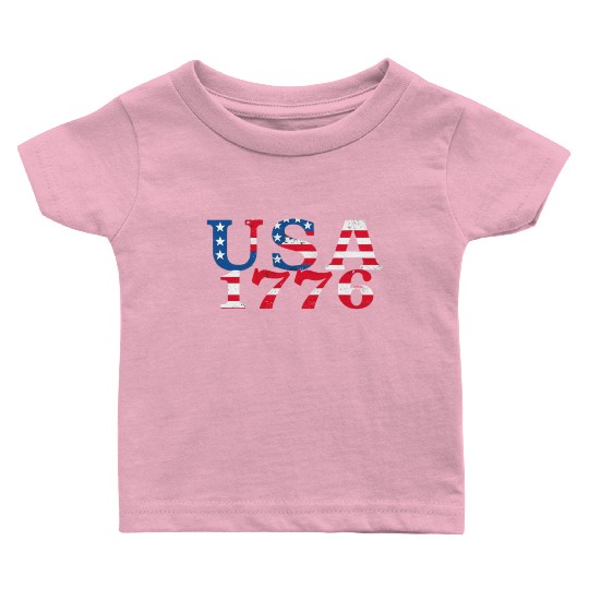 USA Established 1776 Stars Red White Blue Baby T Shirts