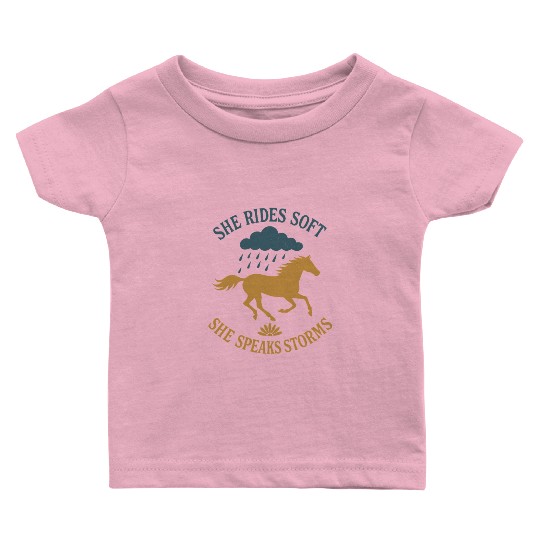 Soft Cowgirl Floral Rodeo Western Aesthetic Horse Baby T Shirts