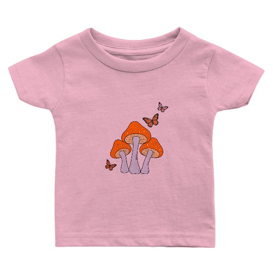 Enchanted Mushrooms & Butterflies Art Baby T Shirts