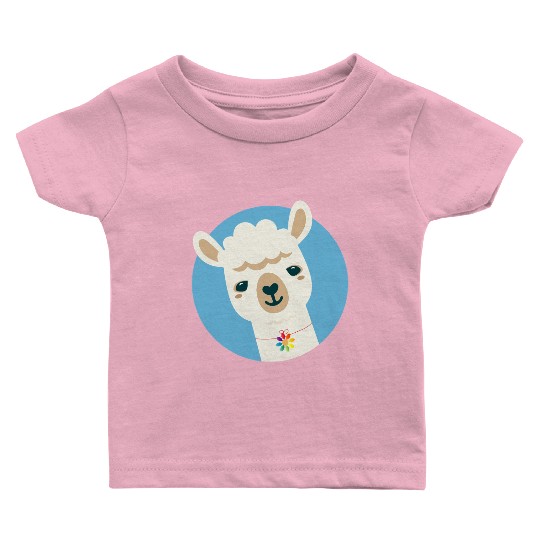 Alpaca with a Colorful Flower Necklace Baby T Shirts