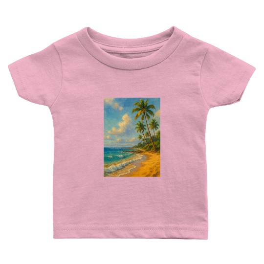 Tropical Serenity – Peaceful Beach Landscape Art Baby T Shirts