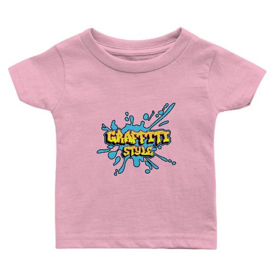 Graffiti Text Style Design D83C DFA8 with a splash of blue Baby T Shirts