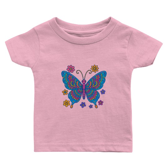 Mandala Butterfly – Colorful Boho Style for Girls Baby T Shirts