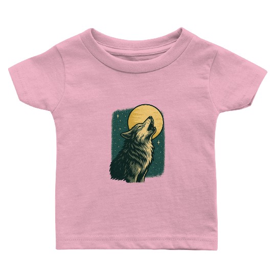 Lone wolf howl at the moon Baby T Shirts