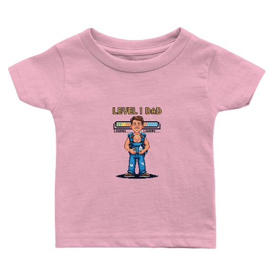 Funny Retro Gamer Dad Pixel Art Father's Day Gift Baby T Shirts