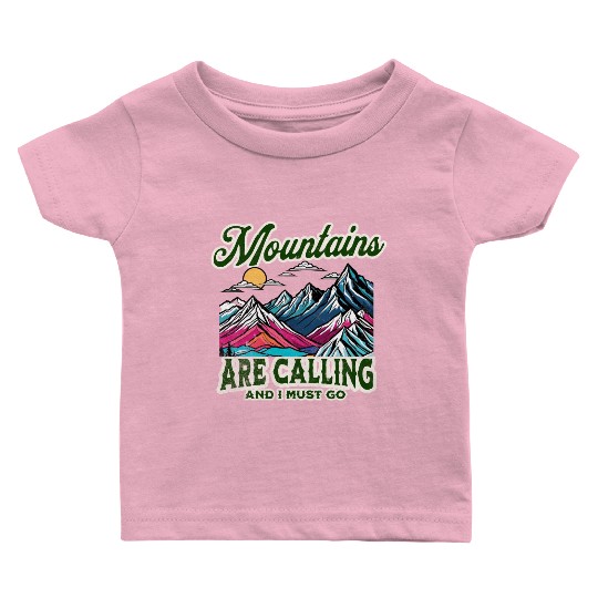 Mountains Are Calling Retro Adventure Baby T Shirts