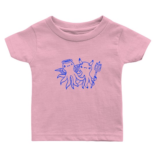 2 Octopus Devil Angel Heaven Hell Team Two Friends Baby T Shirts