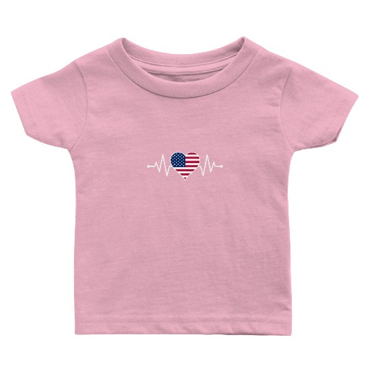 American Flag Heart Baby T Shirts Freedom 4th of July