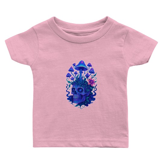 Fungi Mind - Trippy Skull Bloom Baby T Shirts