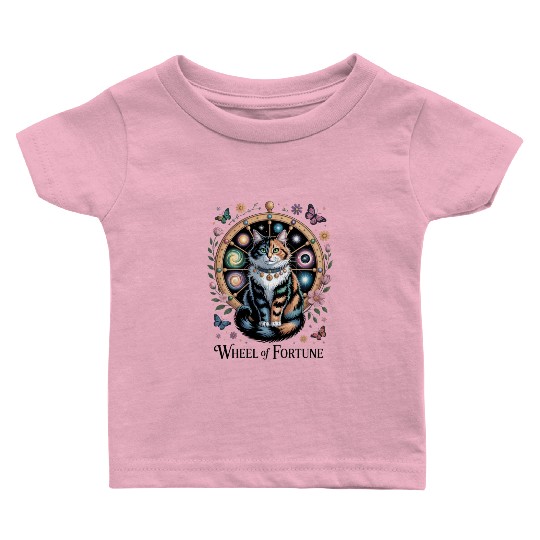 Wheel of Fortune Tarot Cat Art Baby T Shirts