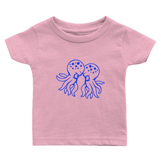 2 Octopus friends Two fighting enemies Rivals Team Baby T Shirts