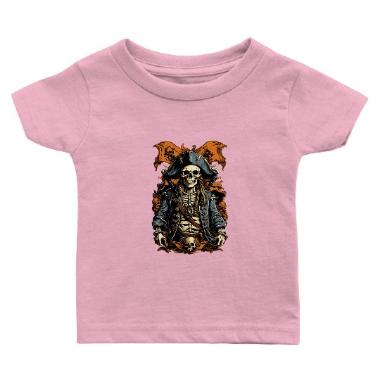 Skeleton Pirate Commander Baby T Shirts