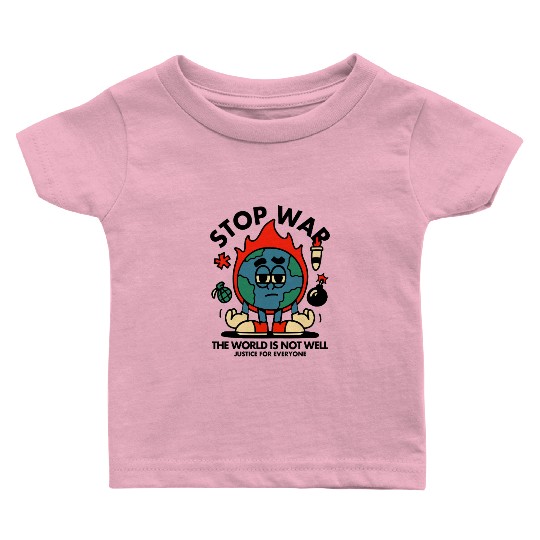 Stop War – Sad Earth Anti-War Cartoon Baby T Shirts