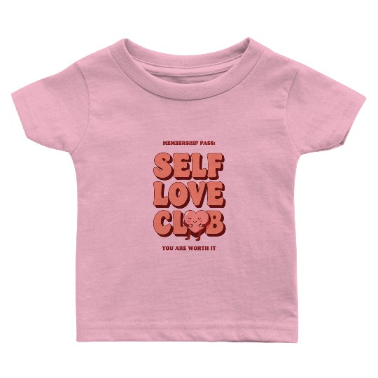 Retro self love club art. You are worth it! Baby T Shirts