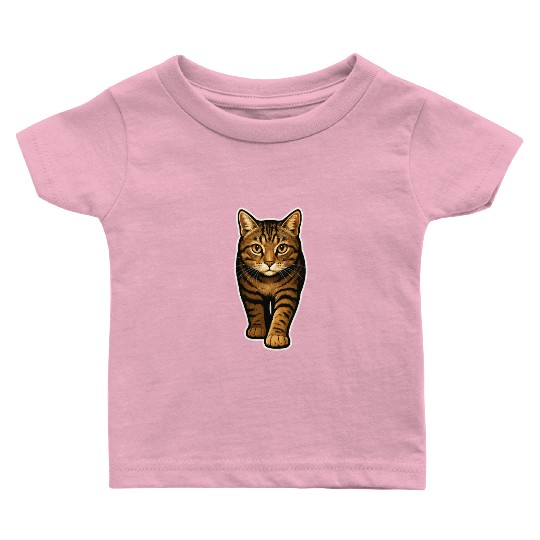 Realistic Tabby Cat – Walking Cat Illustration for Baby T Shirts