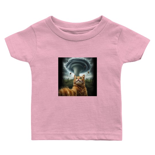 Funny Tornado Cat Selfie Flying Cow Meme Baby T Shirts
