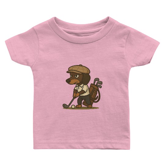 Funny Golfer Gift – Dachshund on the Baby T Shirts