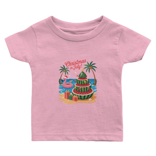 Christmas In July Watermelon Xmas Tree Santa Baby T Shirts