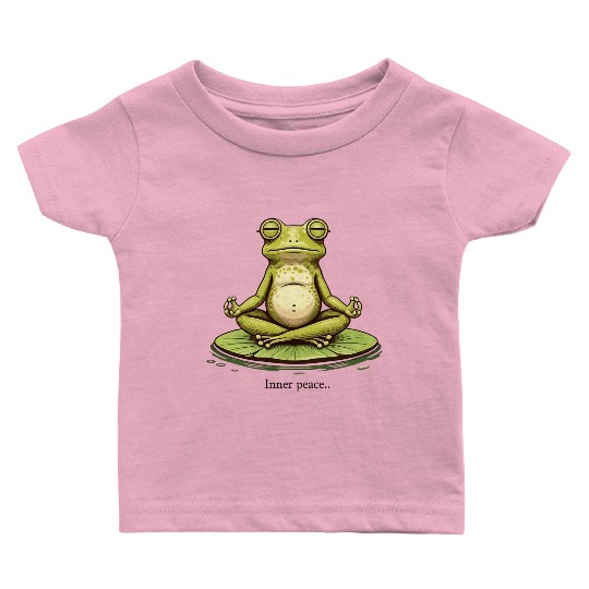 Funny Zen Frog Meditating on Lily Pad – Yoga Baby T Shirts