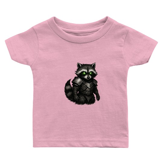Armored Forest Raccoon – Glowing-Eyed Fantasy Ward Baby T Shirts