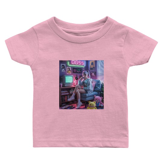 Y2K Gamer Girl Vibes – Retro Tech & Neon Room Aest Baby T Shirts