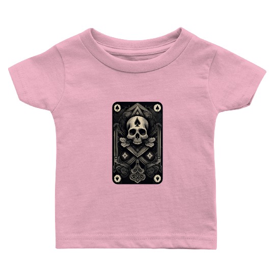 Ace of Spades Skull Design • Gothic Card Art Baby T Shirts