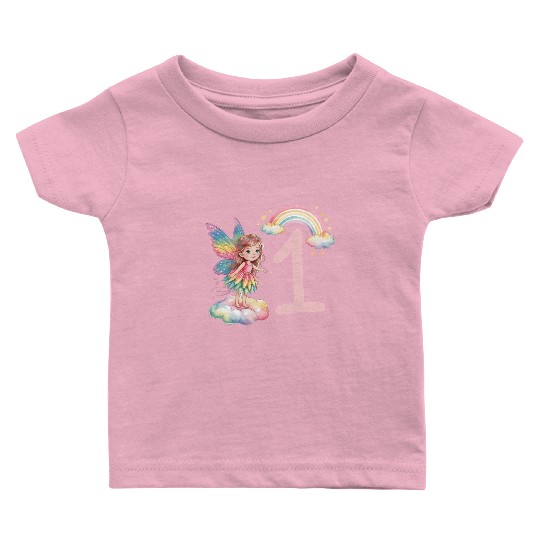 Magical Rainbow Fairy Elf 1st Birthday Girl Baby T Shirts
