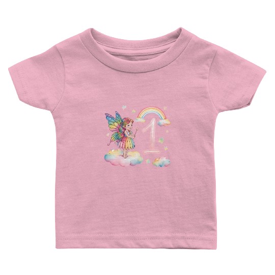 Magical Rainbow Fairy Elf 1st Birthday Girl Baby T Shirts