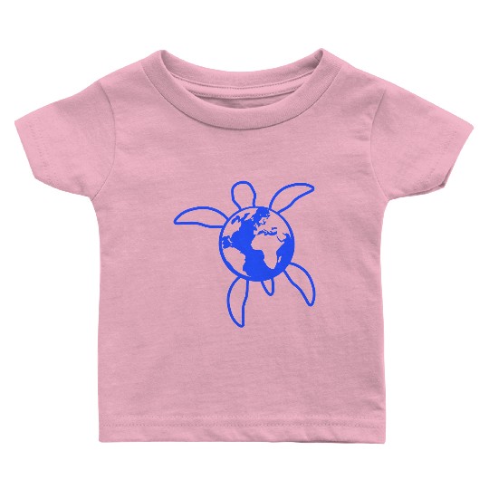 Water turtle earth globe planet logo symbol cool Baby T Shirts