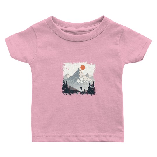 Serene Mountain Wilderness Scene Baby T Shirts