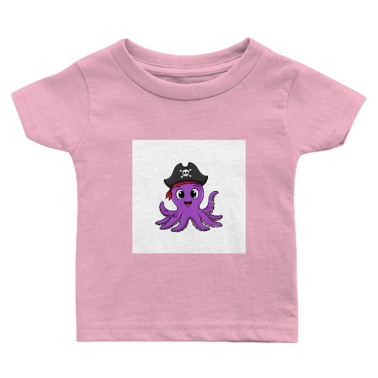 Friendly Octopus Pirate Baby T Shirts -Cute Ocean Animal
