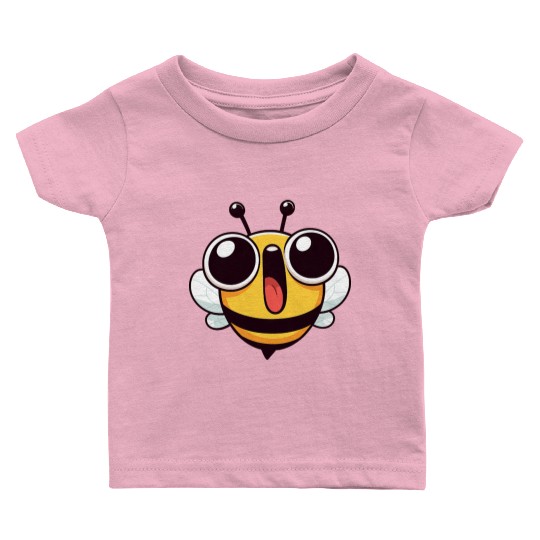 Euphoric bee meme cartoon face joy insect Baby T Shirts