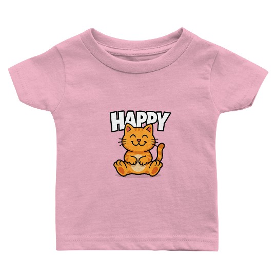 Joyful Cat Illustration Baby T Shirts Design