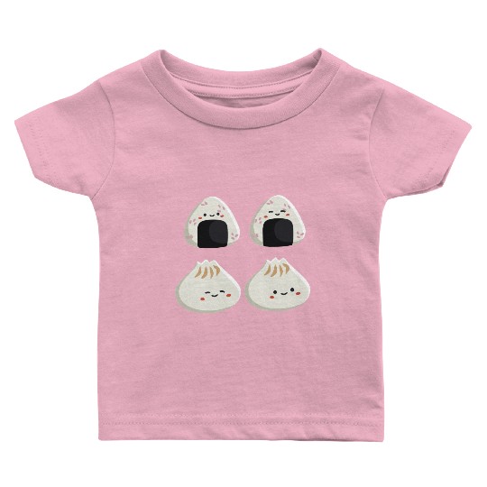 Onigiri and dumpling face character Baby T Shirts