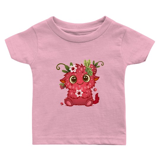 Cute Monster in Raspberry Design Baby T Shirts