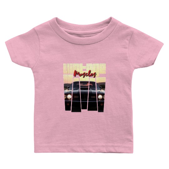 Vintage Muscle Car Sunset Poster Retro American Baby T Shirts