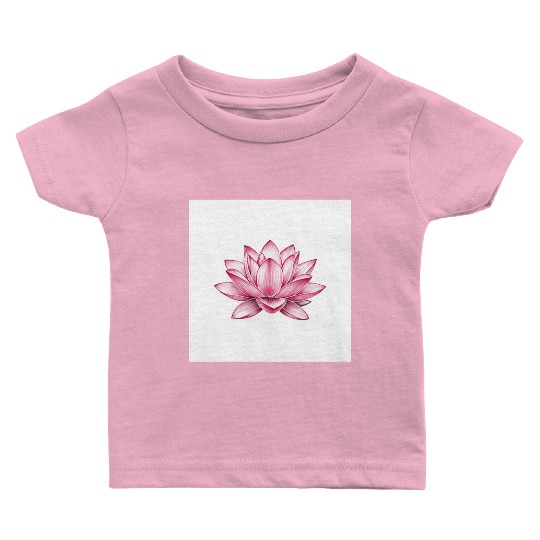 Elegant Pink Lotus Floral Baby T Shirts